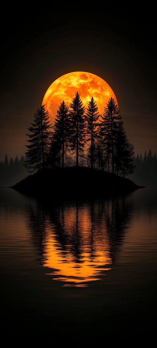 Orange Moon Forest Reflection - Related OpersCraft wallpaper