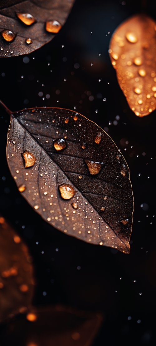 Raindrops on Autumn Leaves - leaf Wallpaper