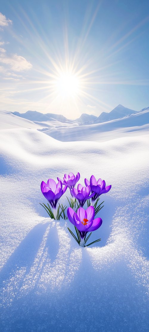 Purple Crocus in Snow - Related StockWalls wallpaper