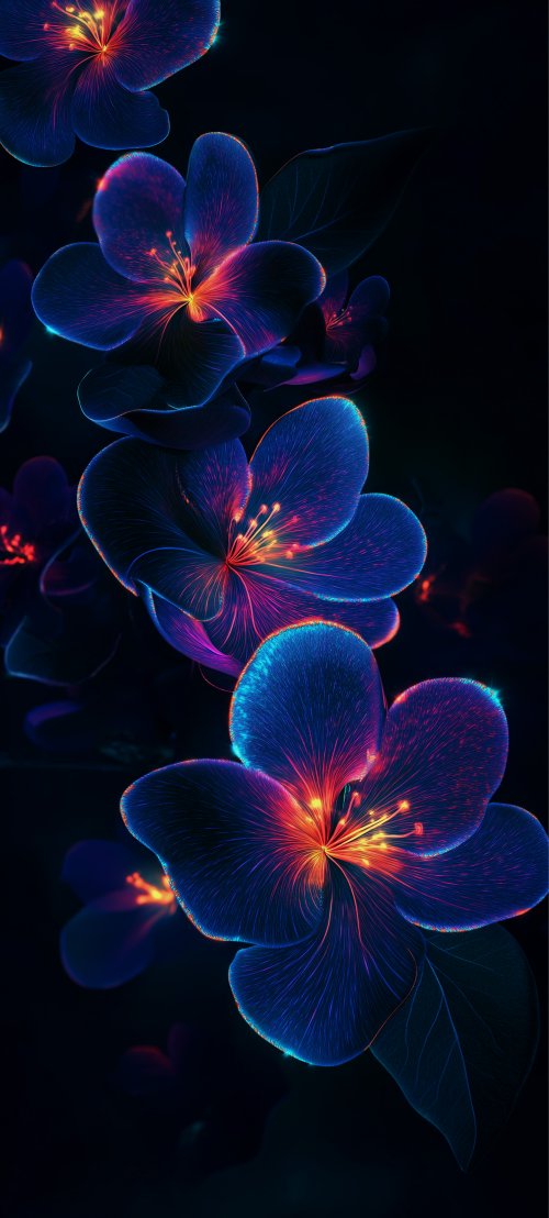 Neon Glowing Floral Art - floral Wallpaper