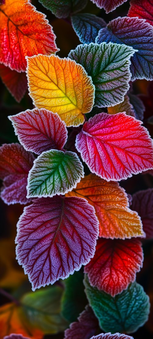 Frosted Colorful Autumn Leaves - Related OpersCraft wallpaper