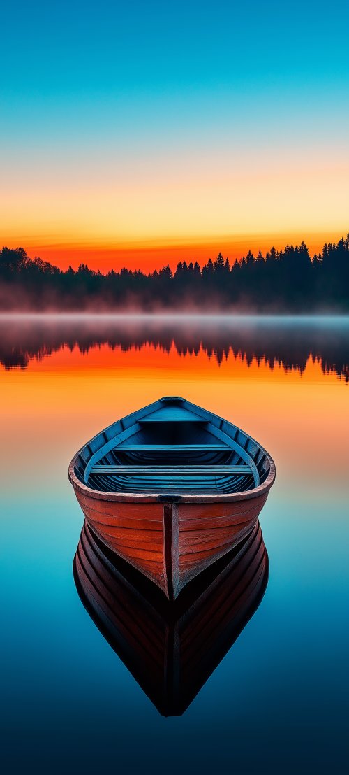 Serene Sunset Boat Reflection - boat Wallpaper