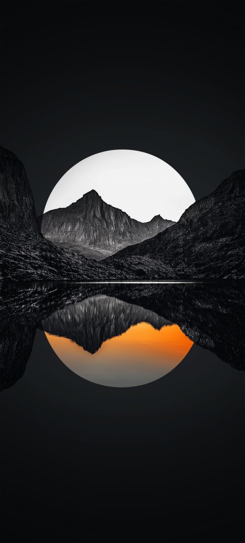 Minimalist Mountain Moon Reflection - Related Darkify wallpaper