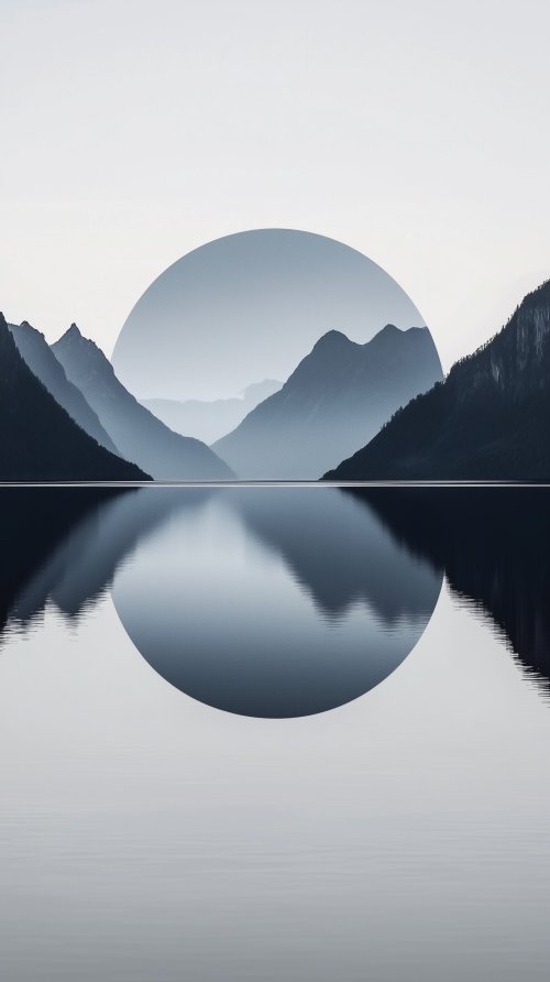 Minimalist Mountain Lake Reflection - Related StockWalls wallpaper