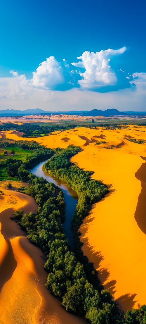 Desert River Oasis Landscape - desert Wallpaper