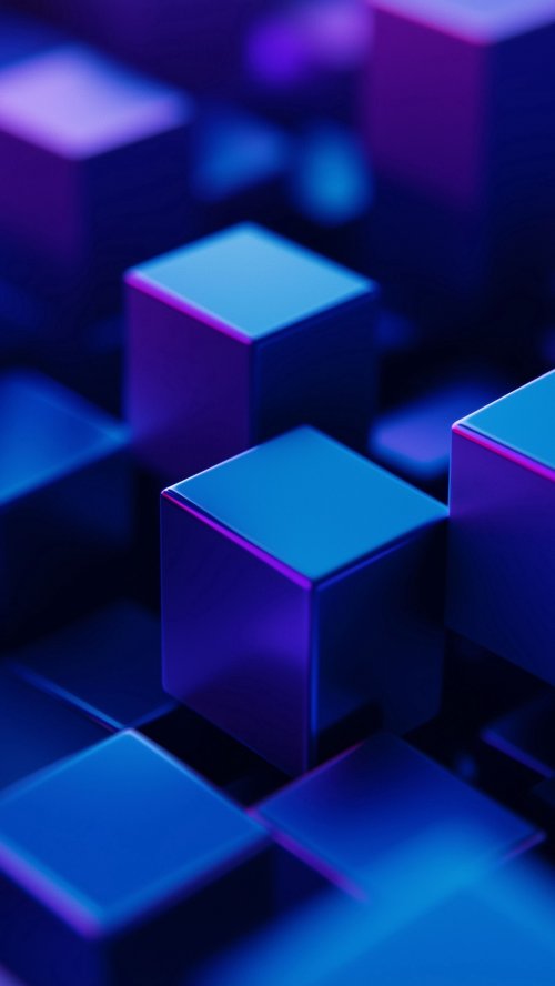 Glowing Blue Geometric Cubes - Related Darkify wallpaper