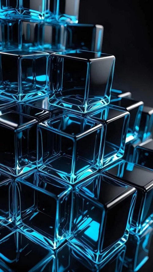 Glowing Blue Glass Cubes - Related StockWalls wallpaper