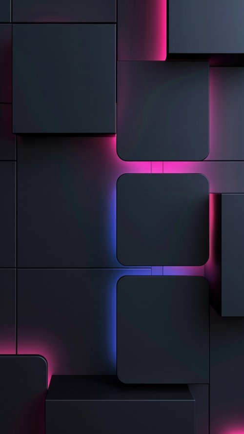 Neon Geometric 3D Blocks - abstract Wallpaper