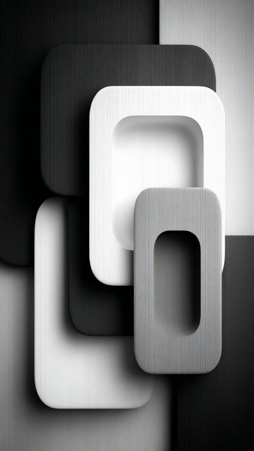 Monochrome Geometric Layered Shapes - geometric Wallpaper