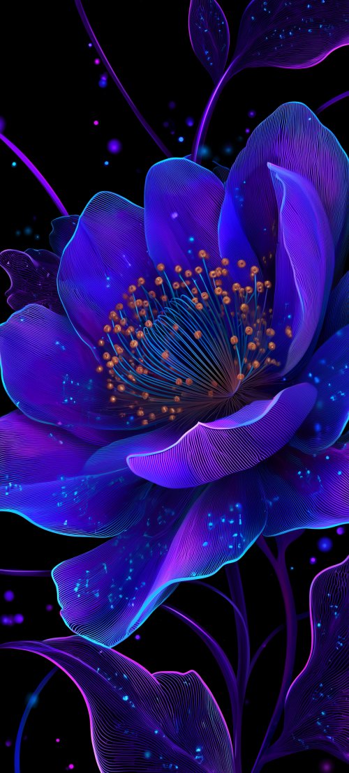 Neon Glowing Floral Art - floral Wallpaper