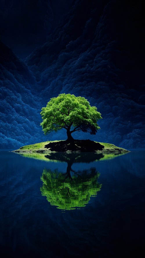 Lonely Tree Island Reflection - Related OpersCraft wallpaper