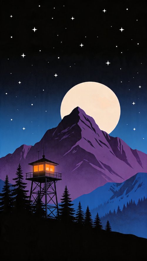 Fire Lookout Mountain Night - Related OpersCraft wallpaper