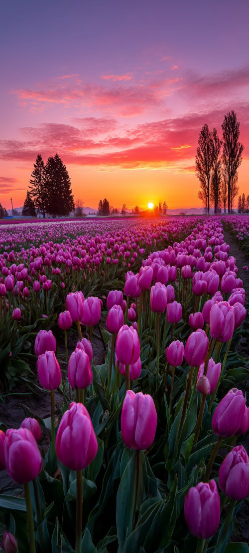 Vibrant Purple Tulip Field - flowers Wallpaper