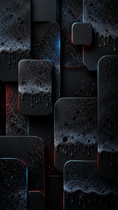 Dark Liquid Neon Blocks - abstract Wallpaper
