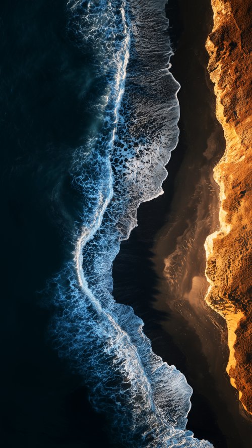Aerial Black Sand Beach - beach Wallpaper
