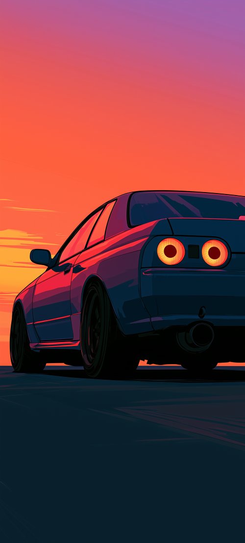 Retro Sunset Sports Car - cars Wallpaper
