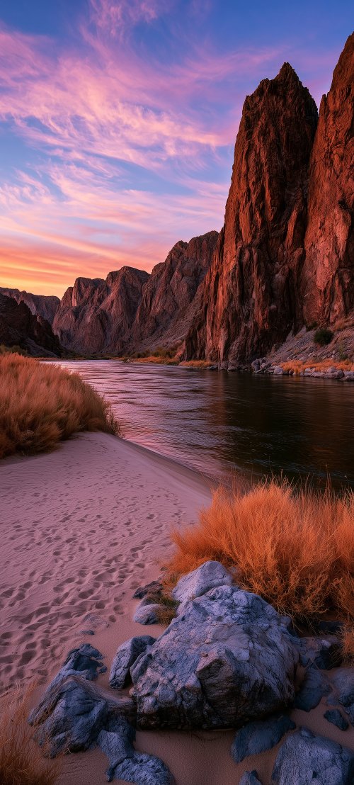 Sunset Over Desert River - landscape Wallpaper