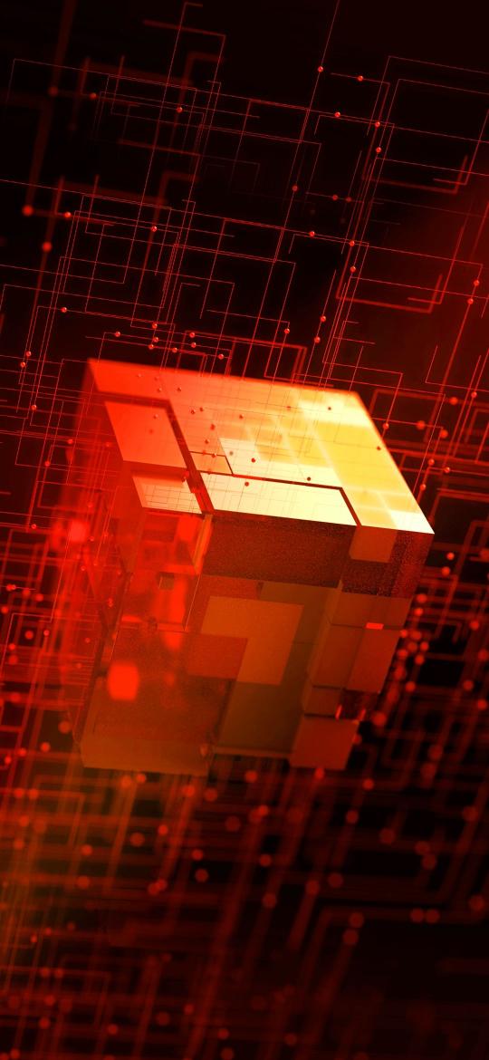 Abstract Red Circuit Cube - Related StockWalls wallpaper
