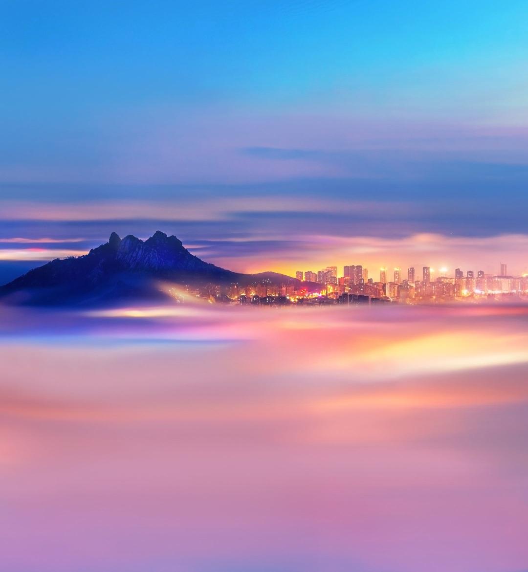 Misty Mountain Cityscape - Related OpersCraft wallpaper