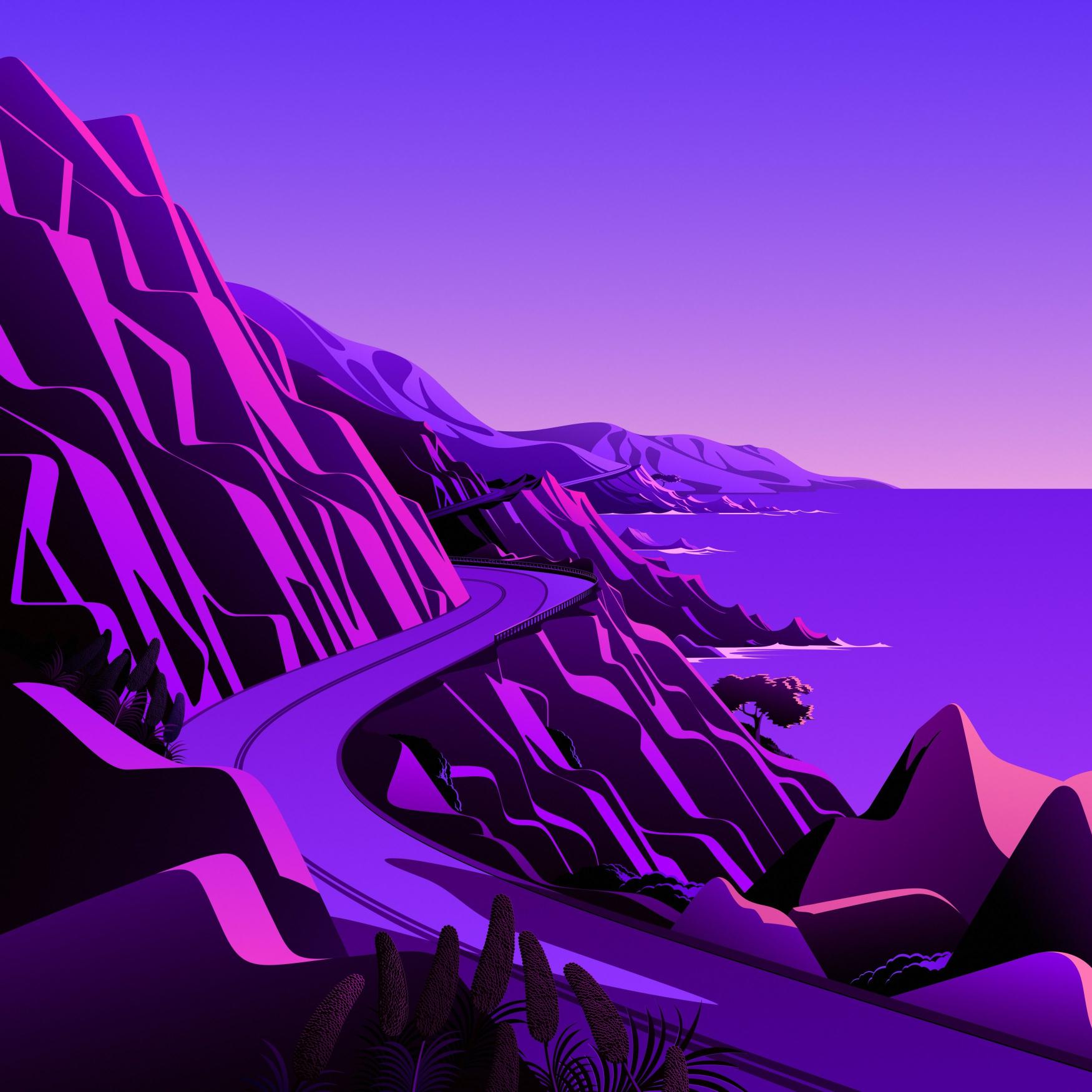 Purple Mountain Coastal Road - Related Darkify wallpaper