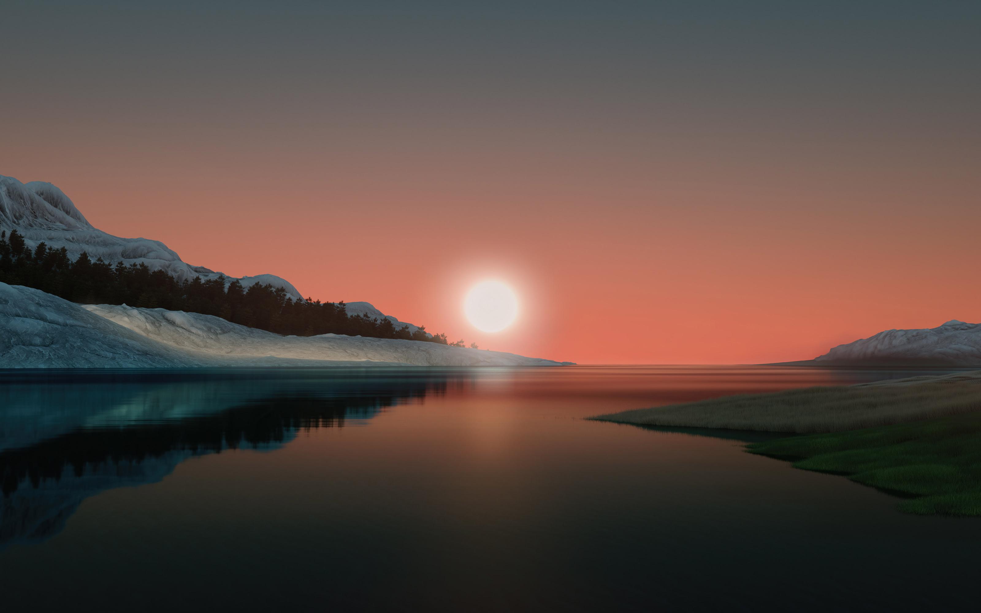 Serene Mountain Lake Sunset - Related OpersCraft wallpaper