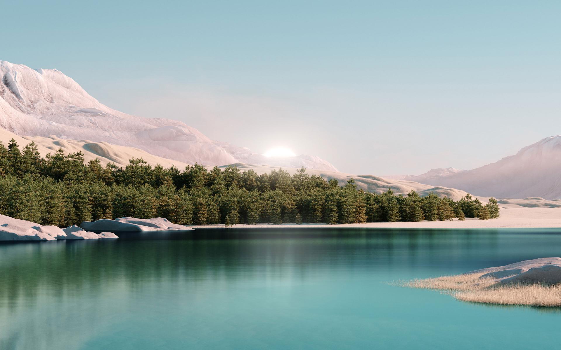 Tranquil Alpine Lake Sunrise - Related OpersCraft wallpaper