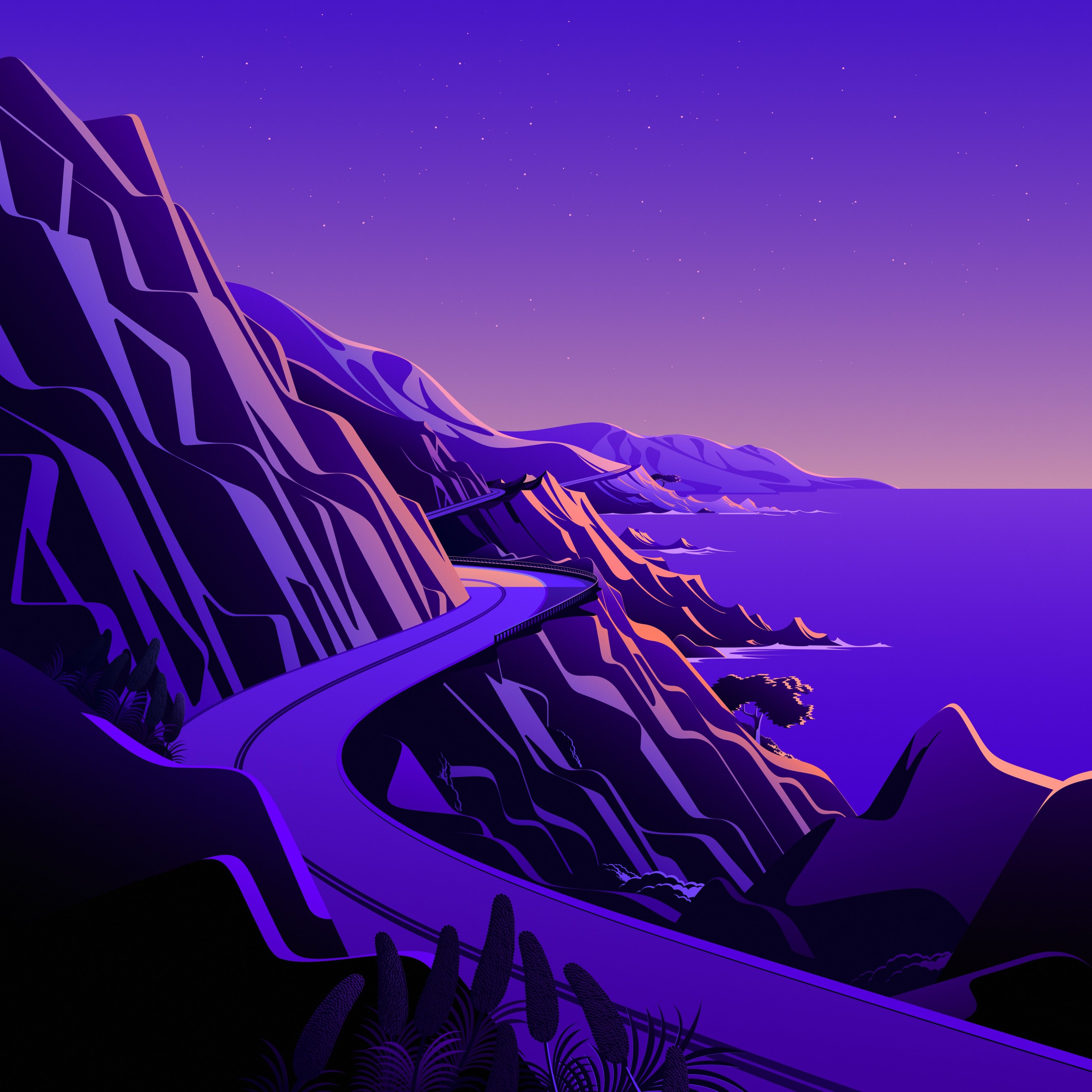 Purple Coastal Highway - apple wallpaper for StockWalls