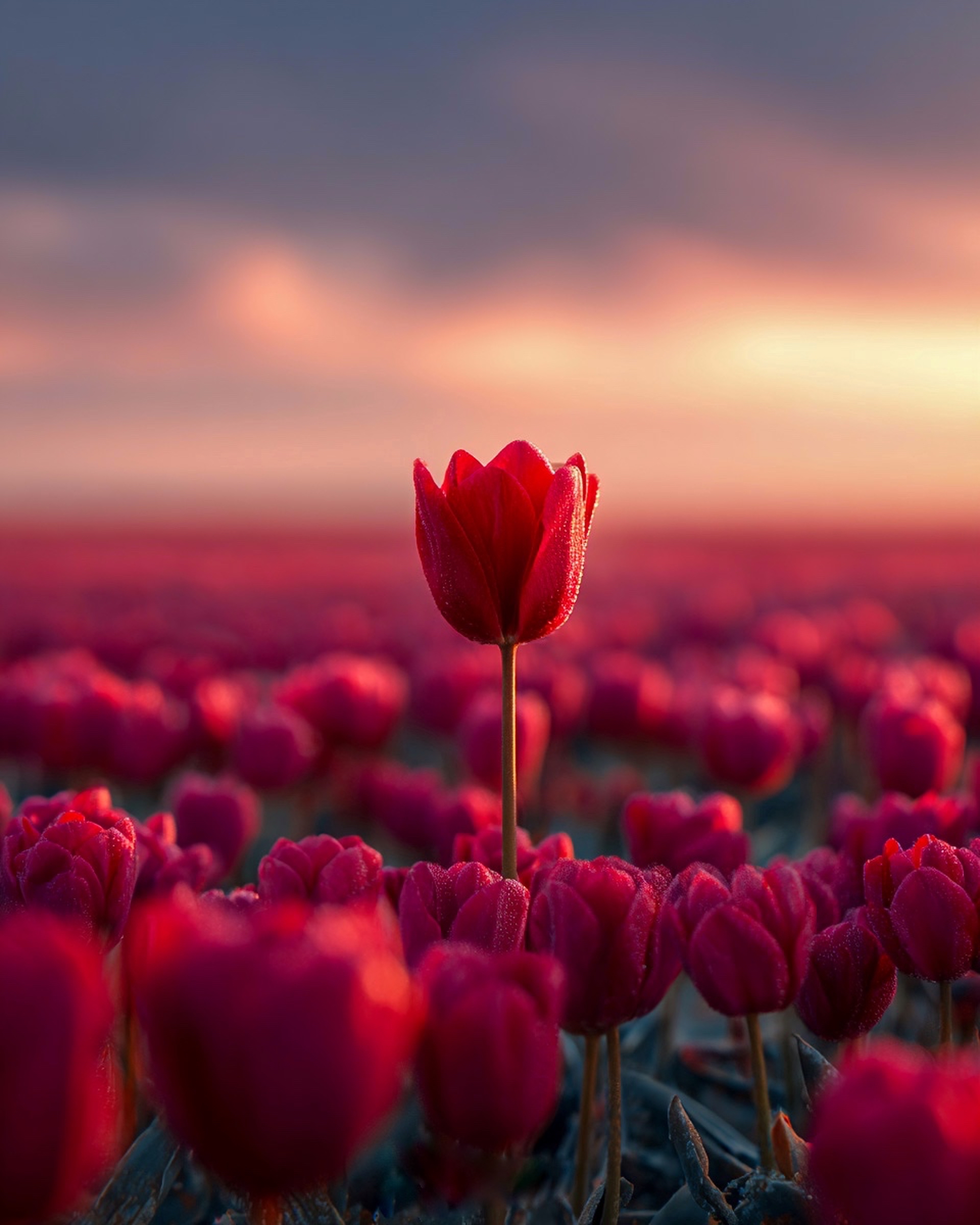 Single Red Tulip Sunset - flowers wallpaper for Tablet
