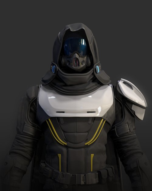Futuristic Cyberpunk Hooded Warrior